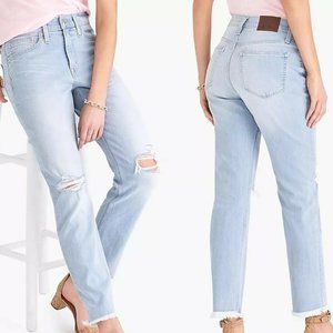 NEW J.Crew Mercantile womens 32 Slim Boyfriend Jeans destroyed Raw Hem bleach